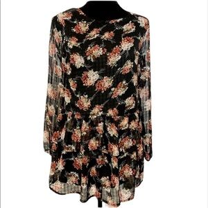 TOBI floral drop waist long sleeve mini dress